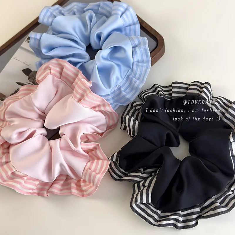 Scrunchie Hair Tie Satin Cream Blue Pink Striped Ruched Ballet Style Versatile Elastic Ponytail Holder Soft Decorative
Scrunchie Hair Tie Satin Cream Blue Pink Striped Ruched Ballet Style Versatile Elastic Ponytail Holder Soft Decorative