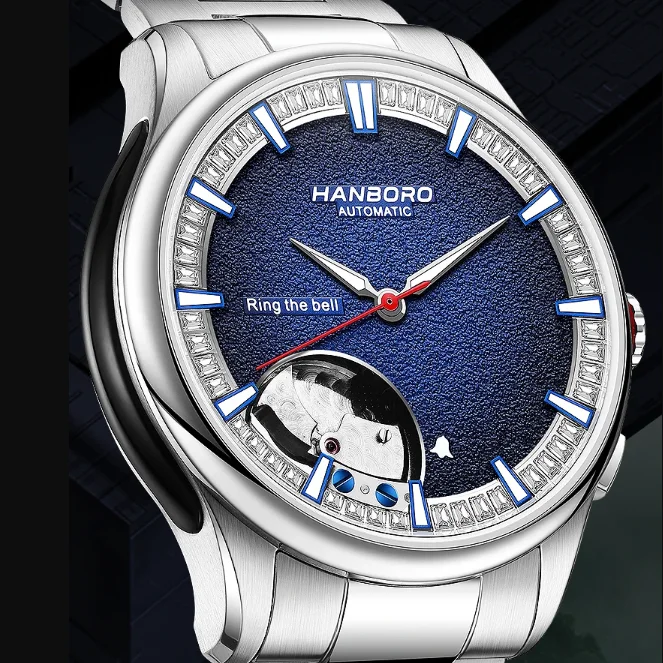 HANBORO Men Automatic Watch 41.5mm Alarm Mechanical Wristwatch Waterproof Sapphire Mirror Luminous Miyota 9015 Ring The Bell
HANBORO Men Automatic Watch 41.5mm Alarm Mechanical Wristwatch Waterproof Sapphire Mirror Luminous Miyota 9015 Ring The Bell