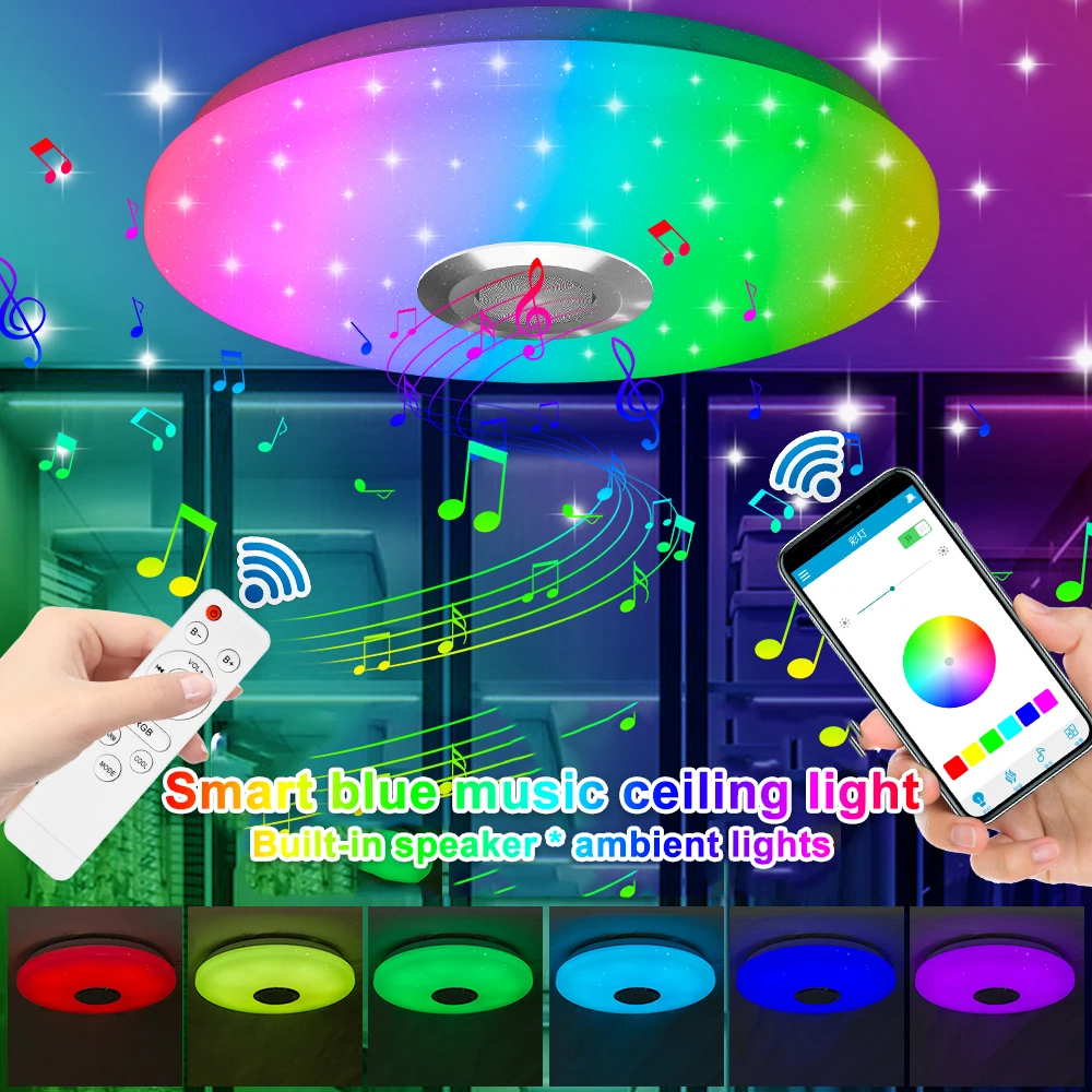 RGB Ceiling Lamp Smart Home Modern Ceiling Lights for Music APP Remote Control Bluetooth Speaker Indoor Bedroom Decoration
RGB Ceiling Lamp Smart Home Modern Ceiling Lights for Music APP Remote Control Bluetooth Speaker Indoor Bedroom Decoration