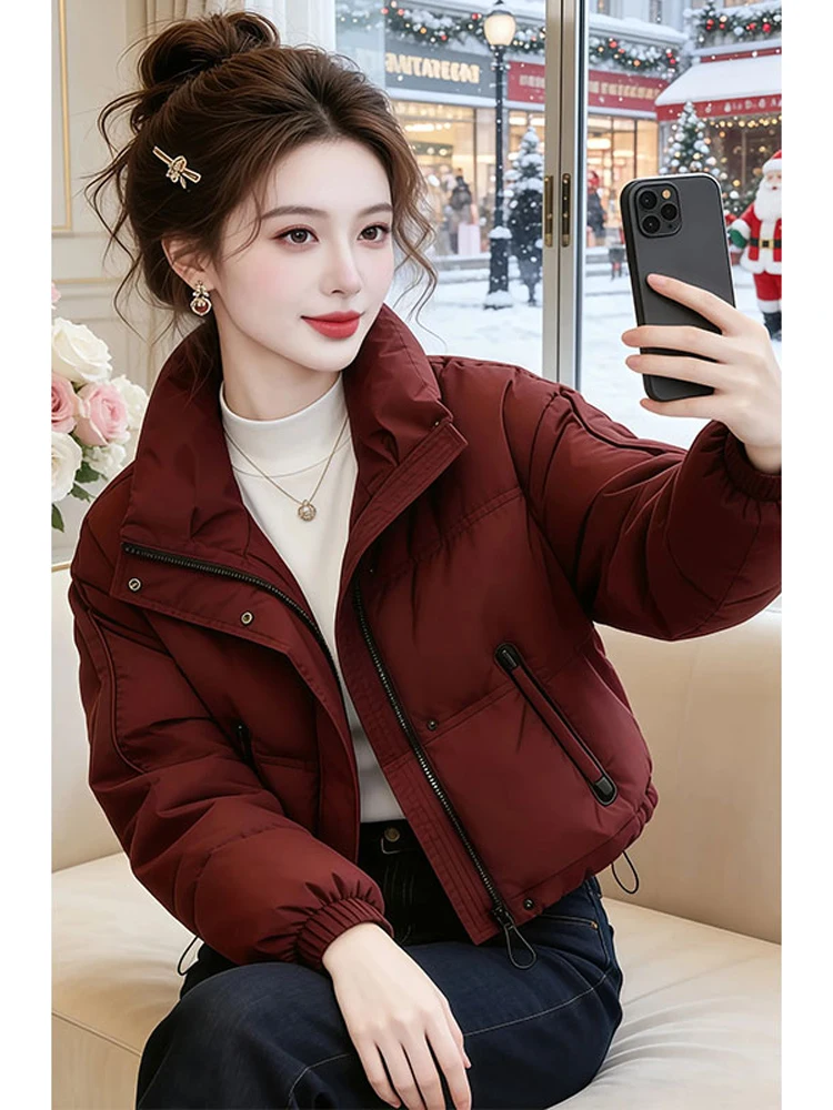 Ankang Red Women's Short down Cotton Jacket Thick Warm Stand Collar Winter New Design Sense Fashion Outerwear Korean Style
Ankang Red Women's Short down Cotton Jacket Thick Warm Stand Collar Winter New Design Sense Fashion Outerwear Korean Style