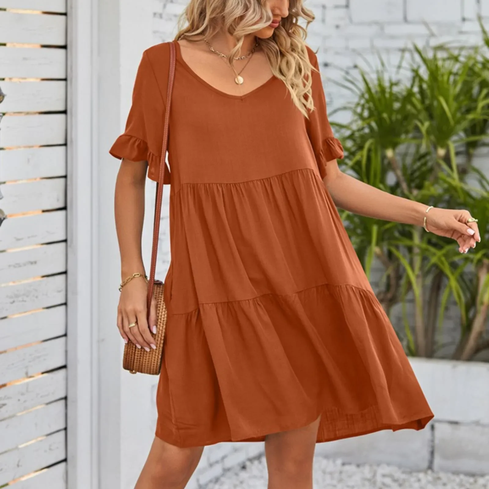 Summer Solid Vintage Dresses For Women 2023 New Fashion V Neck Half Sleeve Beach Casual Female Elegant Plus Size Mini Dress
Summer Solid Vintage Dresses For Women 2023 New Fashion V Neck Half Sleeve Beach Casual Female Elegant Plus Size Mini Dress