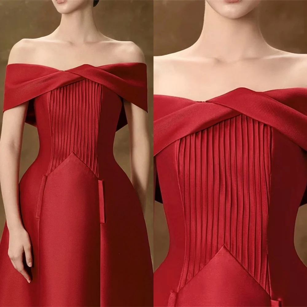 Customized Classic Red Satin Evening Dress Fashion Prom Dresses Off the Shoulder Sleeveless Luxury Special Occasion Gowns
Customized Classic Red Satin Evening Dress Fashion Prom Dresses Off the Shoulder Sleeveless Luxury Special Occasion Gowns