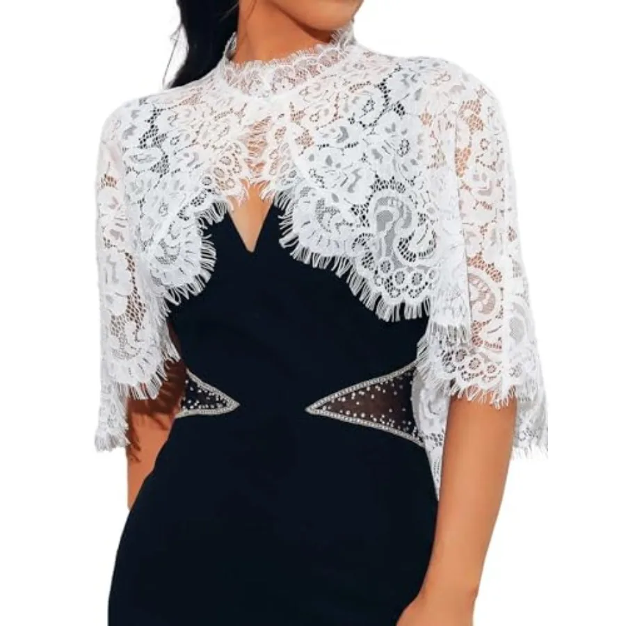 Lace Capelets Wedding Shawl Wrap Formal Dressy Bridal Bolero Shrug for Women
Lace Capelets Wedding Shawl Wrap Formal Dressy Bridal Bolero Shrug for Women