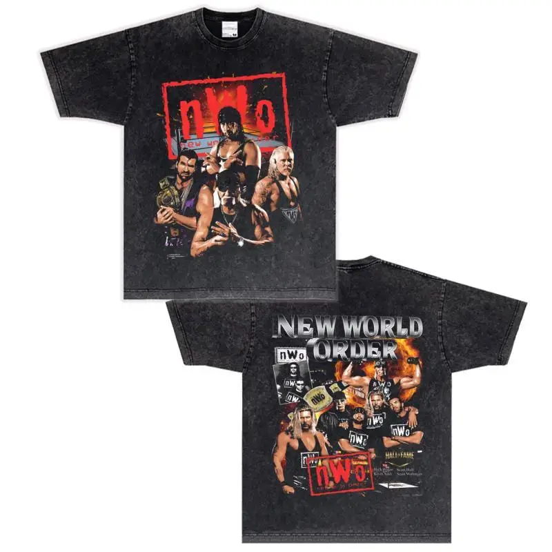 WWE New World Order New World Order Wrestling Printing NWO Хлопковая свободная футболка большого размера с коротким рукавом Мужчины Женщины стираная и старая
WWE New World Order New World Order Wrestling Printing NWO Хлопковая свободная футболка большого размера с коротким рукавом Мужчины Женщины стираная и старая