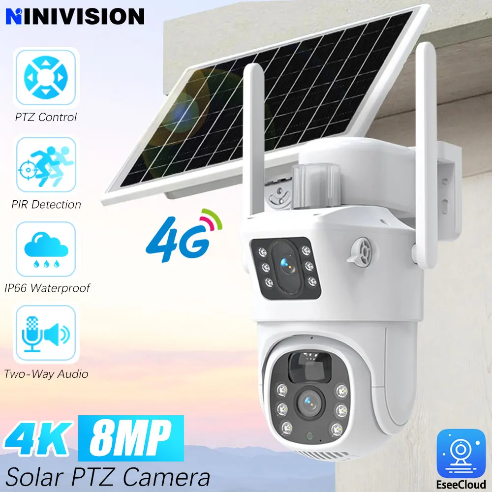 4G Outdoor Solar PTZ Camera 8MP Dual Lens PIR Sim Card Built In Color Night Vision IP66 Waterproof Security Camara Battery CCTV
4G Outdoor Solar PTZ Camera 8MP Dual Lens PIR Sim Card Built In Color Night Vision IP66 Waterproof Security Camara Battery CCTV