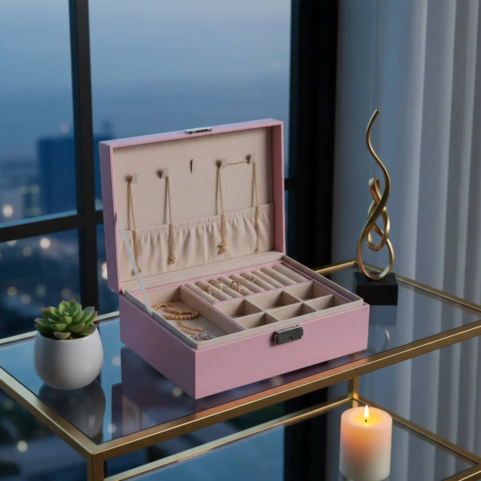 Портативная шкатулка для украшений, вместительный футляр для хранения аксессуаров, идеальный подарок, органайзер для браслетов, серег и ожерелий для женщин
Портативная шкатулка для украшений, вместительный футляр для хранения аксессуаров, идеальный подарок, органайзер для браслетов, серег и ожерелий для женщин