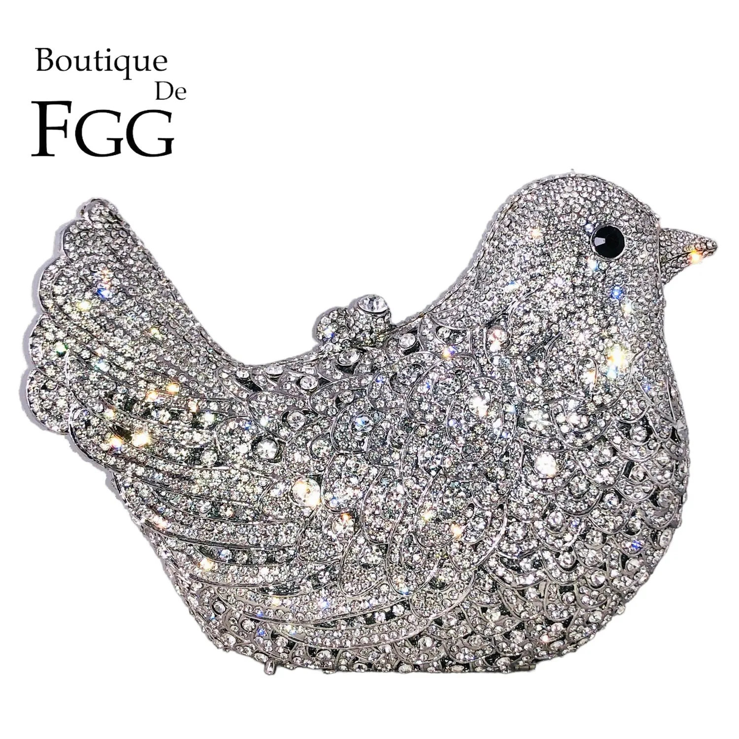 Boutique De FGG Silver Bird Crystal Clutch Evening Bags Women Formal Party Rhinestone Handbags Wedding Pigeon Clutch Purse
Boutique De FGG Silver Bird Crystal Clutch Evening Bags Women Formal Party Rhinestone Handbags Wedding Pigeon Clutch Purse