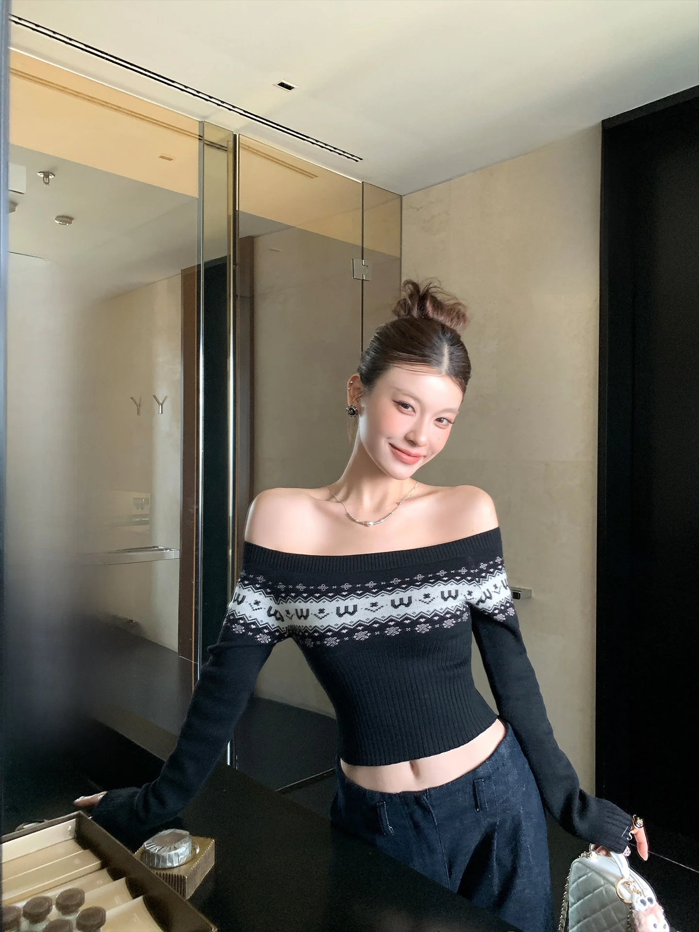 LIONE Nordic Fair Isle Trendy One oulder Color Blo Long Sve Elastic Knitted Sweater Women's Slim Fit Casual Faion
LIONE Nordic Fair Isle Trendy One oulder Color Blo Long Sve Elastic Knitted Sweater Women's Slim Fit Casual Faion