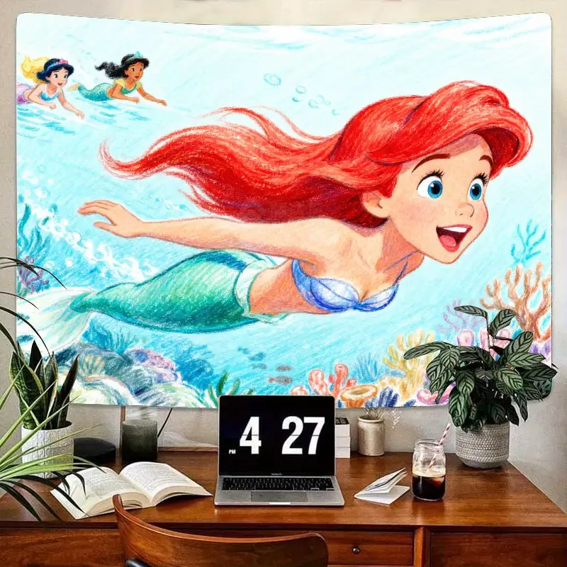 1 шт., подводный гобелен принцессы Диснея Ариэль Русалочки, современный полиэстер, настенный художественный декор для детской комнаты для девочек, подарок для фанатов
1 шт., подводный гобелен принцессы Диснея Ариэль Русалочки, современный полиэстер, настенный художественный декор для детской комнаты для девочек, подарок для фанатов