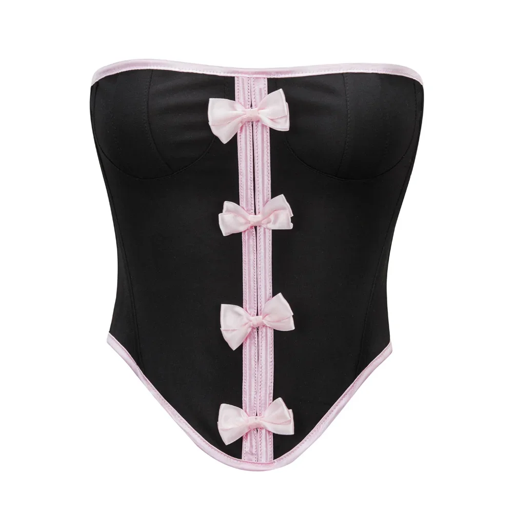 Black Bow Decoration Sexy Slimming Strapless Short Overbust Corset Women Lingerie Body Shaper Lace-up Bustiers Crop Tops
Black Bow Decoration Sexy Slimming Strapless Short Overbust Corset Women Lingerie Body Shaper Lace-up Bustiers Crop Tops