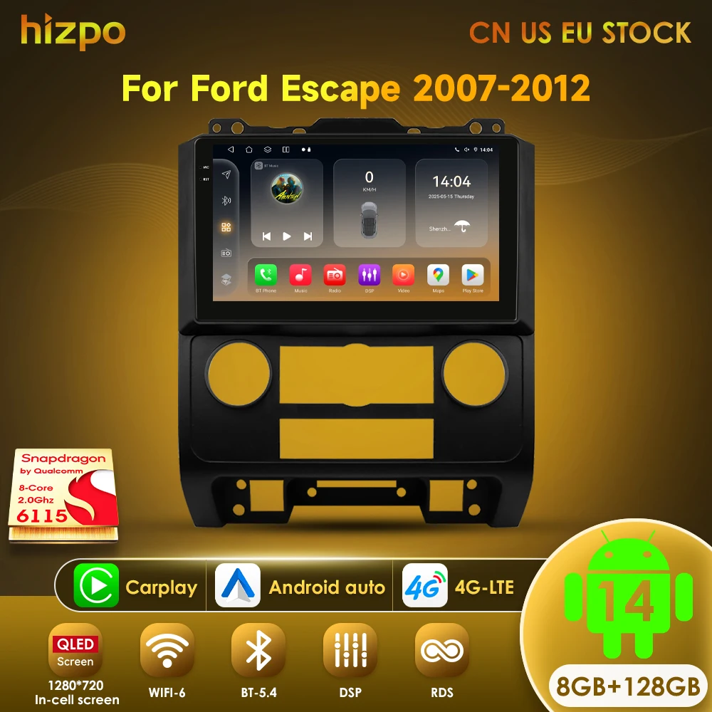 Hizpo Android 14 умный автомобильный радиоприемник для Ford Escape 2007-2012 GPS видео мультимедиа стерео автоплеер Carplay без 2din DVD 6115 BT
Hizpo Android 14 умный автомобильный радиоприемник для Ford Escape 2007-2012 GPS видео мультимедиа стерео автоплеер Carplay без 2din DVD 6115 BT
