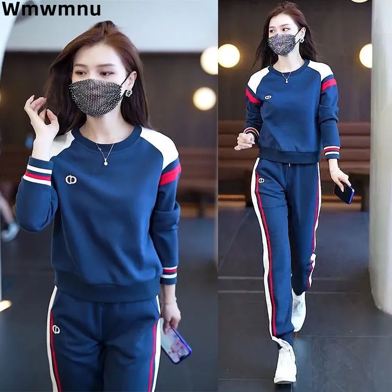 Casual Spring Fall Loose Women Tracksuit O-neck Patchwork Sweatshirts Tops Outfit Korea Lace-up High Waist Harem Pants Conjunto
Casual Spring Fall Loose Women Tracksuit O-neck Patchwork Sweatshirts Tops Outfit Korea Lace-up High Waist Harem Pants Conjunto