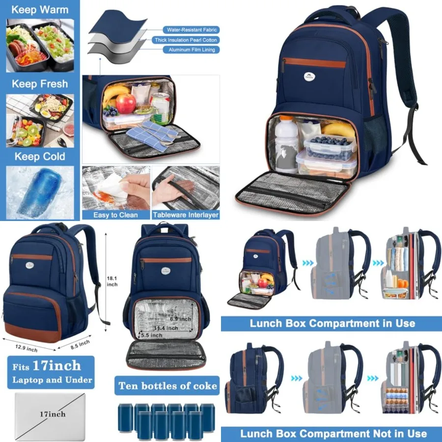 Laptop Backpack with Lunch Compartment, Large sulated Lunch Backpack for Men with Padded Straps, Water Resistant Sturdy TSA Wor
Laptop Backpack with Lunch Compartment, Large sulated Lunch Backpack for Men with Padded Straps, Water Resistant Sturdy TSA Wor