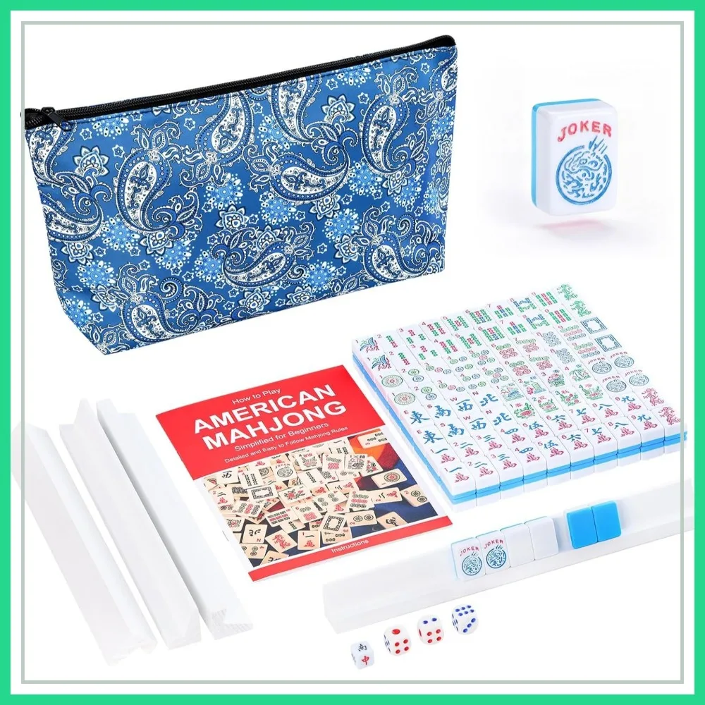 Mini American Mahjong Set with 166 Blue Tiles (0.94"/24mm), 4 Racks & Thickened Blue Printed Bag, Portable Travel Game
Mini American Mahjong Set with 166 Blue Tiles (0.94"/24mm), 4 Racks & Thickened Blue Printed Bag, Portable Travel Game
