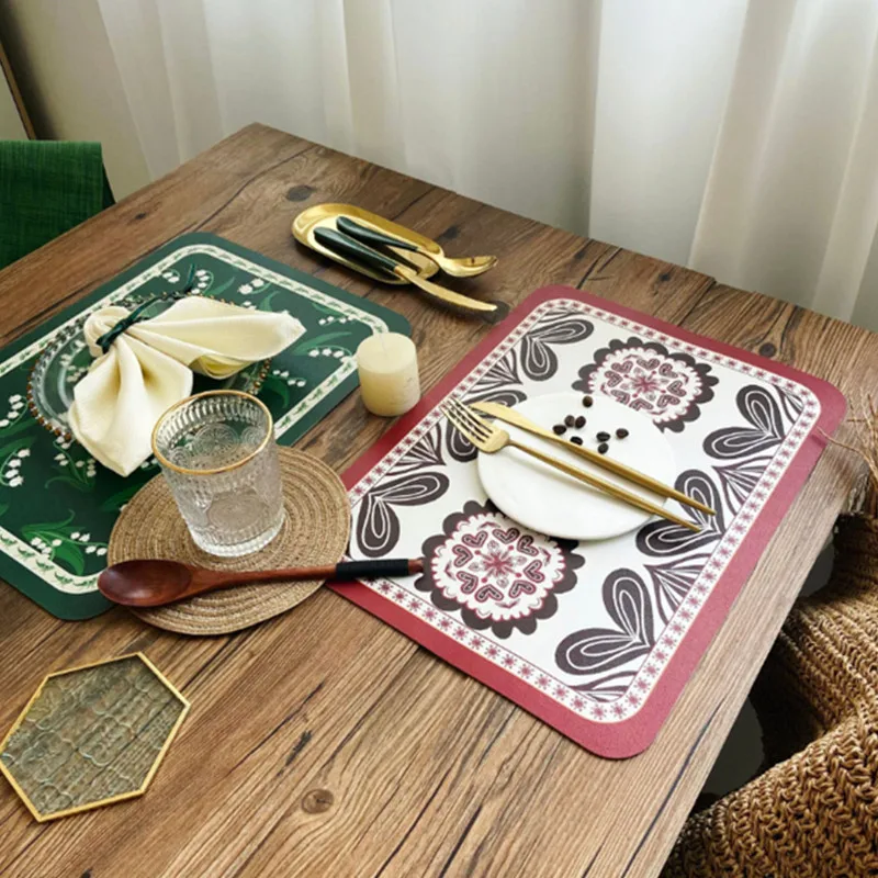 Retro Dining Mat Leather Home Printed Thermal Insulation Mat Waterproof Tableware Mat Hotel Non Slip Western Dining Mat Wholesal
Retro Dining Mat Leather Home Printed Thermal Insulation Mat Waterproof Tableware Mat Hotel Non Slip Western Dining Mat Wholesal