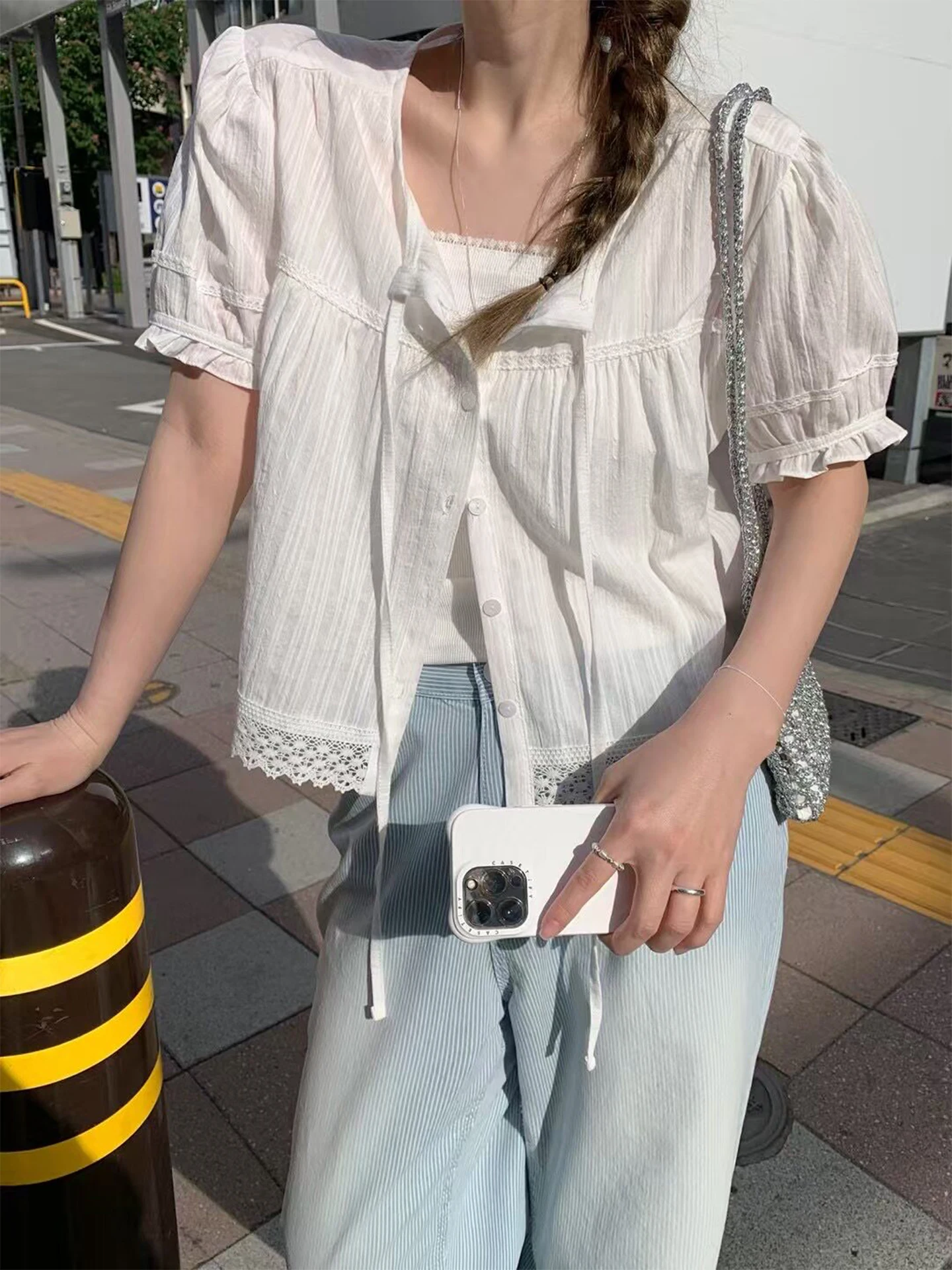 Sweet Lace Trim Shirt Women's Summer 2026 New Style Age-Defying Slimming Bubble Sleeve Top Cotton Polyester Blend Short Sleeve
Sweet Lace Trim Shirt Women's Summer 2026 New Style Age-Defying Slimming Bubble Sleeve Top Cotton Polyester Blend Short Sleeve