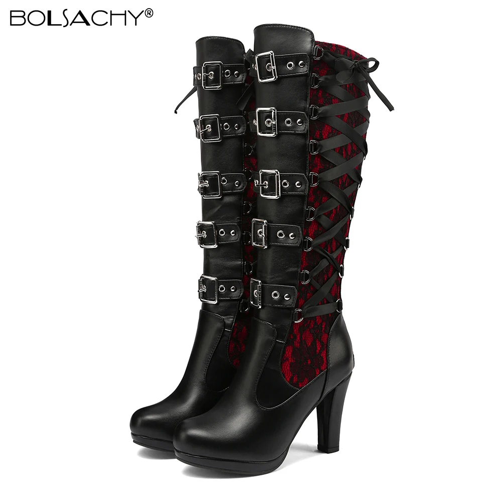 Women's Belt Buckle Knee High Boots 2026 Sexy Winter Keep Warm Female Lace Long Boot Gothic Mature Ladies Platform Knee Boottes
Women's Belt Buckle Knee High Boots 2026 Sexy Winter Keep Warm Female Lace Long Boot Gothic Mature Ladies Platform Knee Boottes