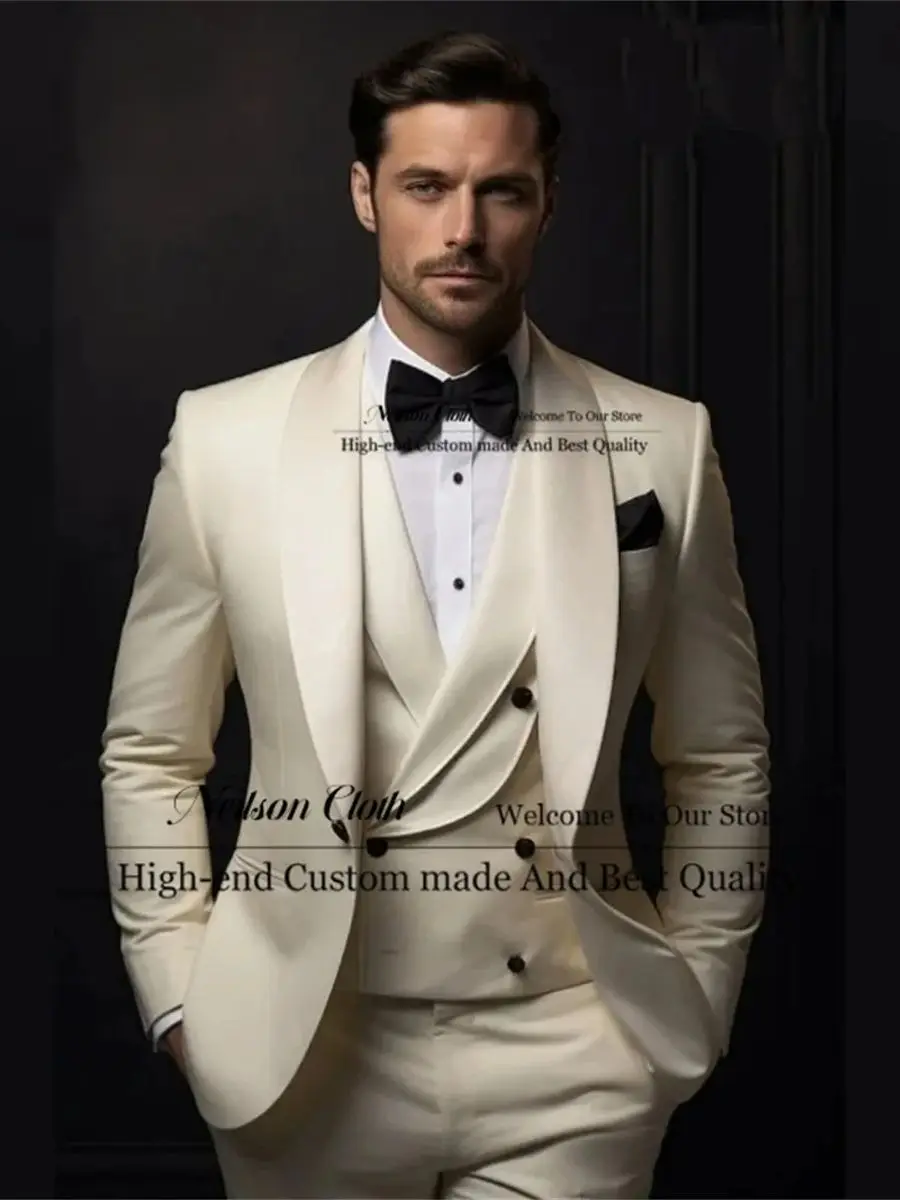 Business Beige One Button Male Prom Blazers 3 Pieces Sets Shawl Lapel Wedding Suits For Men Slim Fit Groomsmen Costume Homme
Business Beige One Button Male Prom Blazers 3 Pieces Sets Shawl Lapel Wedding Suits For Men Slim Fit Groomsmen Costume Homme