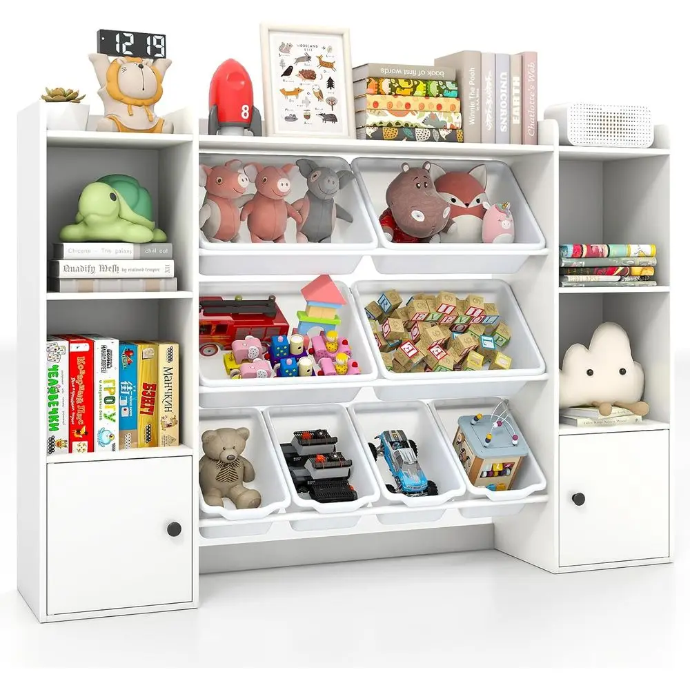 8-Bin Wooden Toy Organizer with Open Shelves and Cabinet for Kids Rooms, Nurseries, and Playrooms
8-Bin Wooden Toy Organizer with Open Shelves and Cabinet for Kids Rooms, Nurseries, and Playrooms