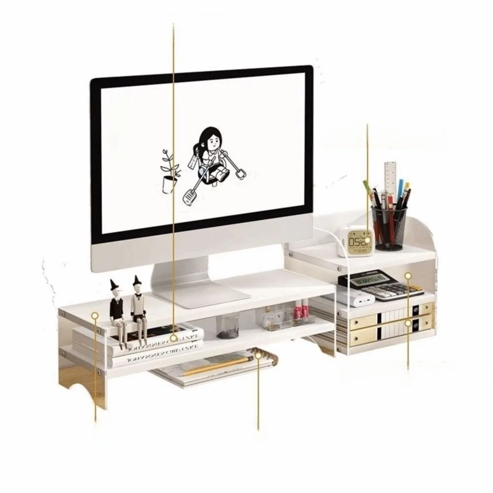 Single/Double Layers Acrylic Floating Computer Stand Clear Foot Comfortable Viewing Height Desktop Laptop Riser