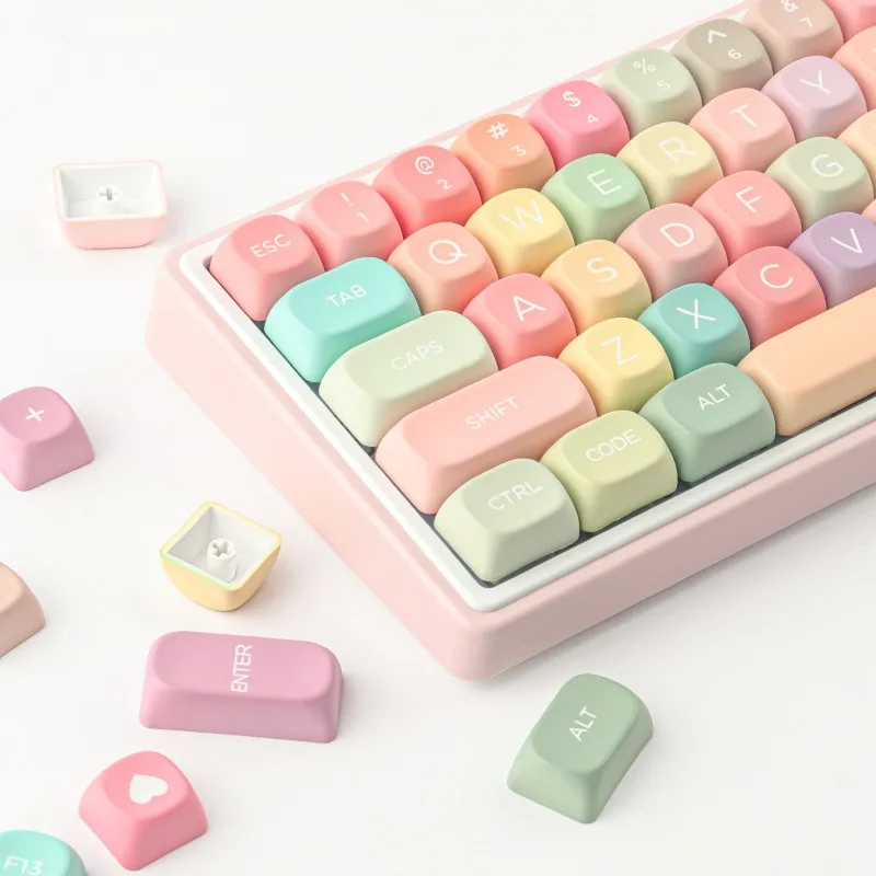 Rainbow Candy Theme Keycaps Set Customization PBT Sublimation MOA Profile Keyboard Caps for Mechanical Keyboard Accessories