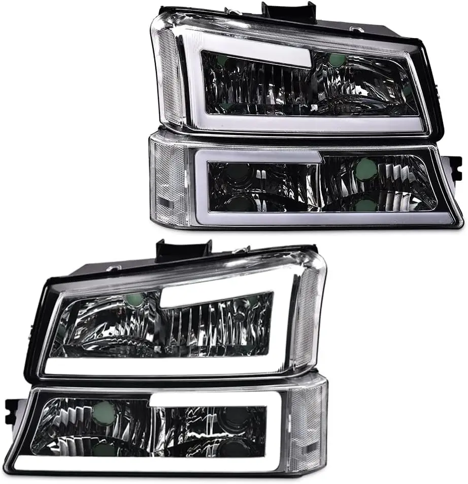 LED DRL Headlight Assembly Compatible with Chevy Silverado/Avalanche 1500 2500 3500 HD Models 2003-2006 Headlamp Smoky lens Chro 
LED DRL Headlight Assembly Compatible with Chevy Silverado/Avalanche 1500 2500 3500 HD Models 2003-2006 Headlamp Smoky lens Chro