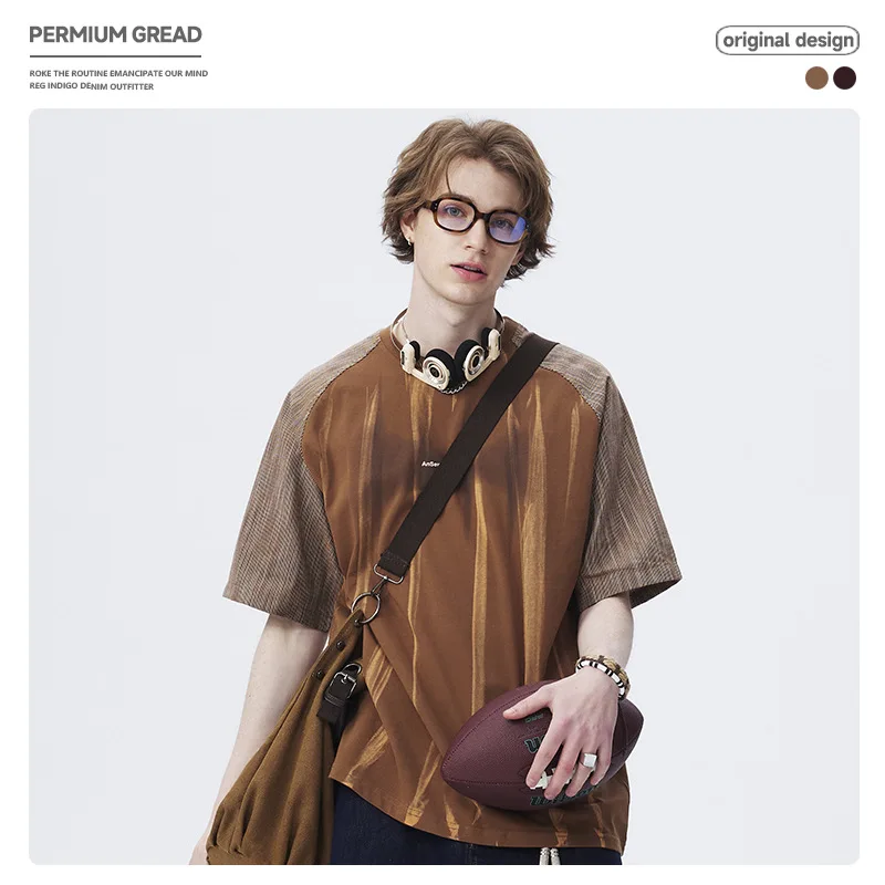 Niche washed tie-dye stitching pure cotton half-sleeved T-shirt trendy brand raglan sleeve casual retro top T-shirt
Niche washed tie-dye stitching pure cotton half-sleeved T-shirt trendy brand raglan sleeve casual retro top T-shirt