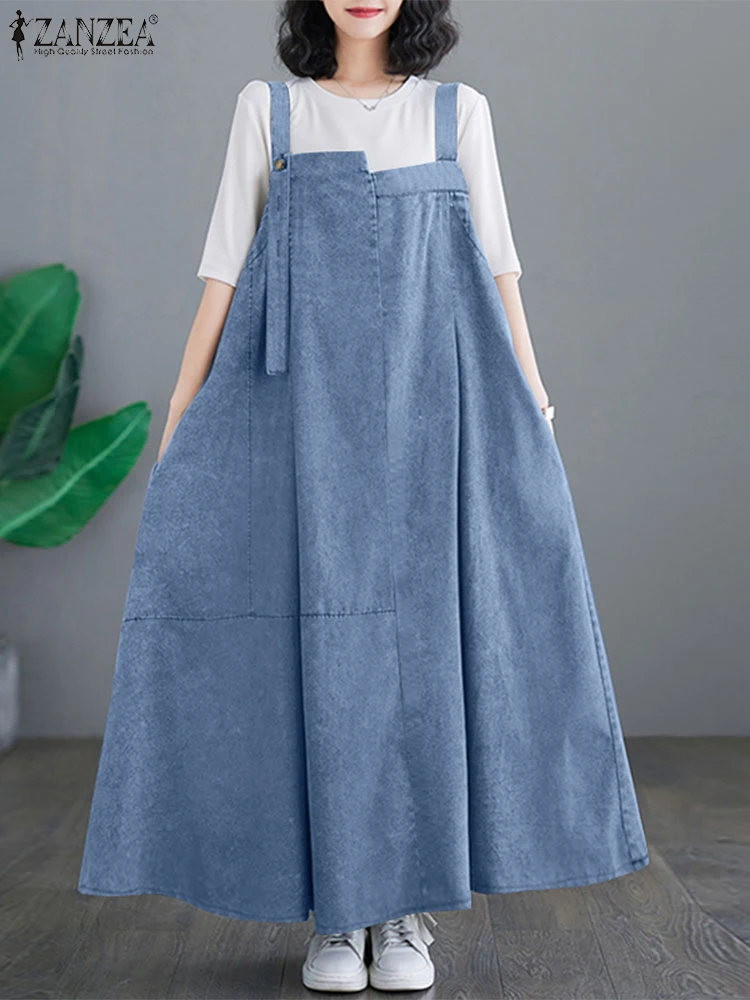 ZANZEA Fashion Summer Sleeveless Overalls Dress Women 2025 Oversize Sundress Elegant Solid Denim Blue Holiday Maxi Robe Femme
ZANZEA Fashion Summer Sleeveless Overalls Dress Women 2025 Oversize Sundress Elegant Solid Denim Blue Holiday Maxi Robe Femme