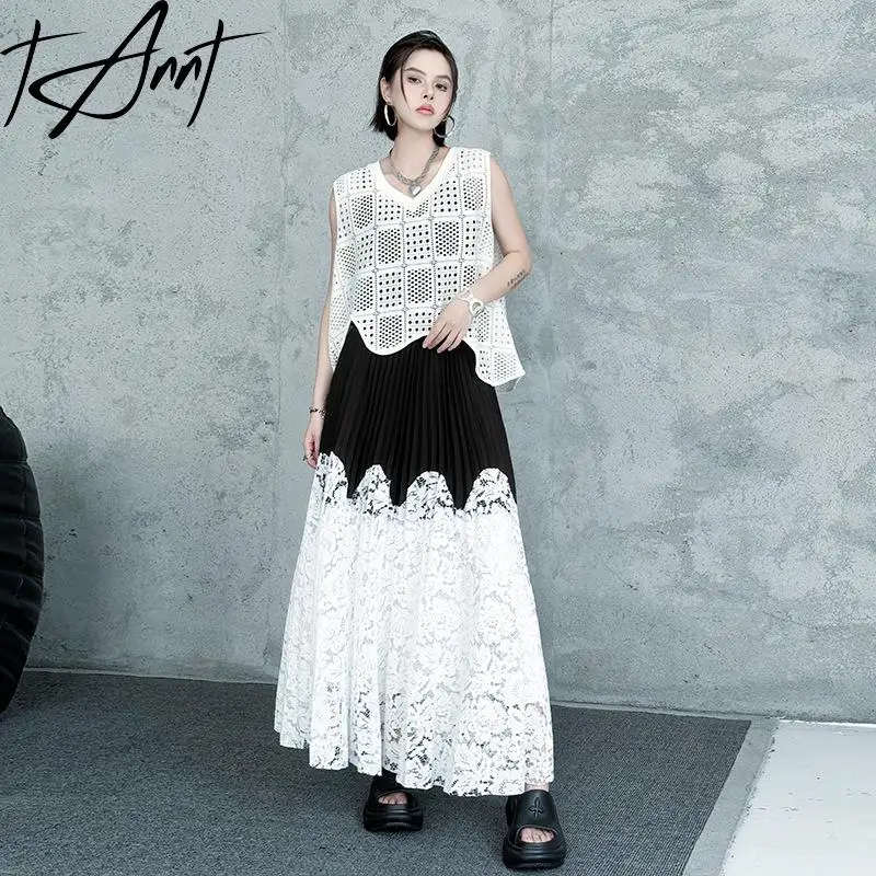 Tannt Women Skirt Lace Splice Color Matching Fashion Long Skirts For Women Irregular High-waisted Pleated Skirts 2025 New Spring
Tannt Women Skirt Lace Splice Color Matching Fashion Long Skirts For Women Irregular High-waisted Pleated Skirts 2025 New Spring