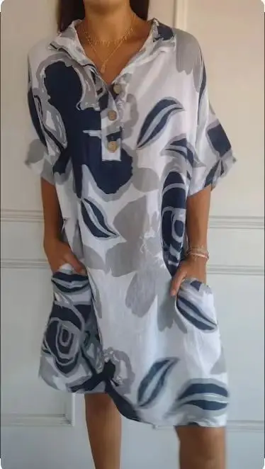 Loose Casual Print Pocket Dress For Women Elegant Button Lapel Half Sleeve Knee-length Dresses 2024 Summer New Women Clothing
Loose Casual Print Pocket Dress For Women Elegant Button Lapel Half Sleeve Knee-length Dresses 2024 Summer New Women Clothing
