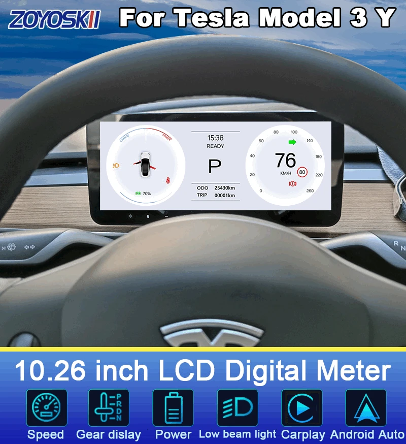 9'' 10.25'' For Tesla Model 3 Y car lcd meter instrument dashboard HUD touch screen console speed digital LCD display dashboard
9'' 10.25'' For Tesla Model 3 Y car lcd meter instrument dashboard HUD touch screen console speed digital LCD display dashboard
