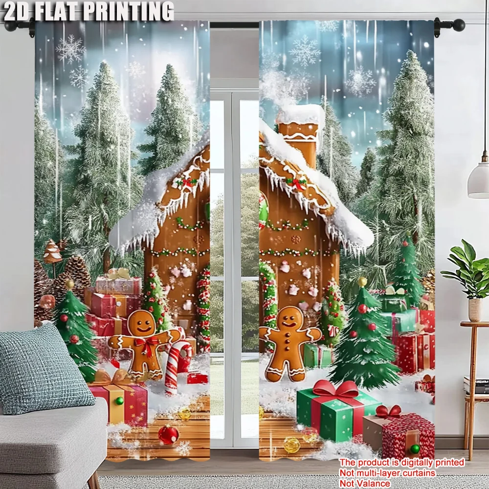 2Pcs Festive Christmas Gingerbread Window Curtains Rod Pocket Digital Printed Polyester Material Suitable For Living Room
2Pcs Festive Christmas Gingerbread Window Curtains Rod Pocket Digital Printed Polyester Material Suitable For Living Room