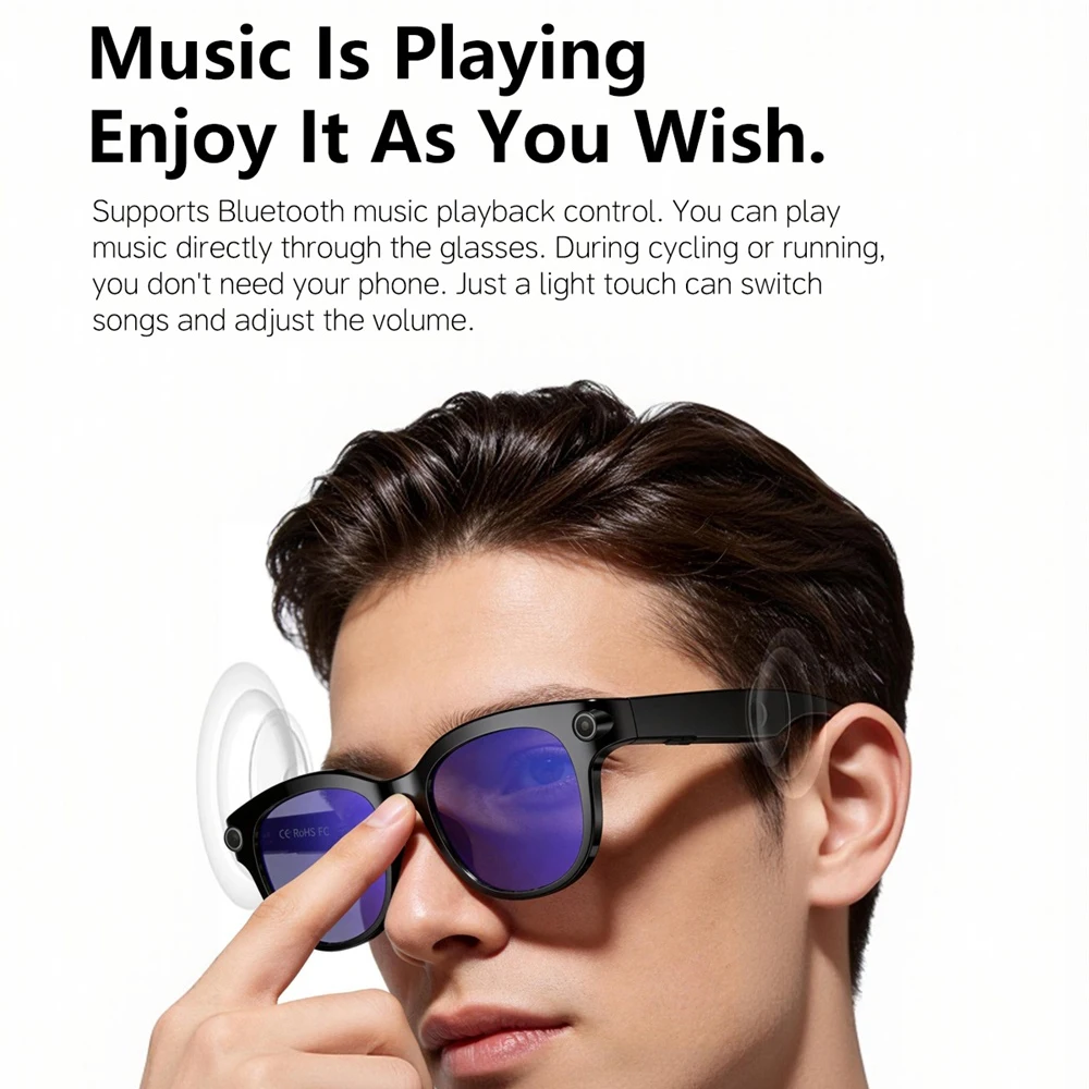 AI Translation Smart Glasses With Flashlight 800W Shooting Camera Waterproof Sunglasses Men Women Video Music Voice Call Eyewear
AI Translation Smart Glasses With Flashlight 800W Shooting Camera Waterproof Sunglasses Men Women Video Music Voice Call Eyewear