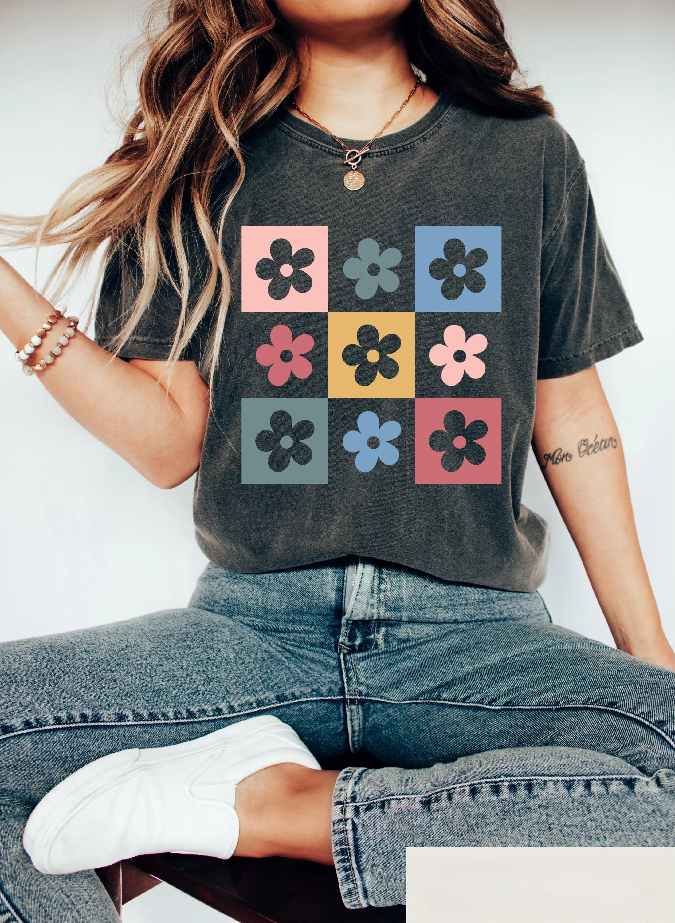 Women's Plus Size Retro Checkered Flowers T-shirt Pure Cotton Breathable Fashionable and Versatile Unisex Streetwear Oversized
Women's Plus Size Retro Checkered Flowers T-shirt Pure Cotton Breathable Fashionable and Versatile Unisex Streetwear Oversized
