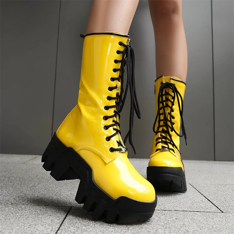 2024 Autumn Winter Punk Patent Leather Ankle Boots Ladies Thick Sole High Flat Heel Platform Boat Botas Party Women Shoes Orange
2024 Autumn Winter Punk Patent Leather Ankle Boots Ladies Thick Sole High Flat Heel Platform Boat Botas Party Women Shoes Orange