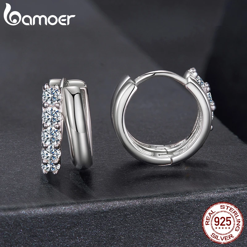 Bamoer 0.3CT Double-layer Moissanite Earrings 925 Sterling Silver Unique Double-layer Design Hoop EarringWomen Fine Jewelry
Bamoer 0.3CT Double-layer Moissanite Earrings 925 Sterling Silver Unique Double-layer Design Hoop EarringWomen Fine Jewelry