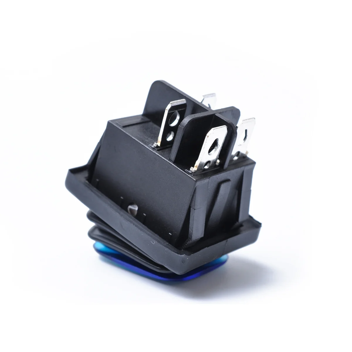 Blue LED 4 Pin 12V Dc Waterproof Rocker Switch for Car Boat Auto on Off Latching Toggle Round Boat Rocker Universal Fit