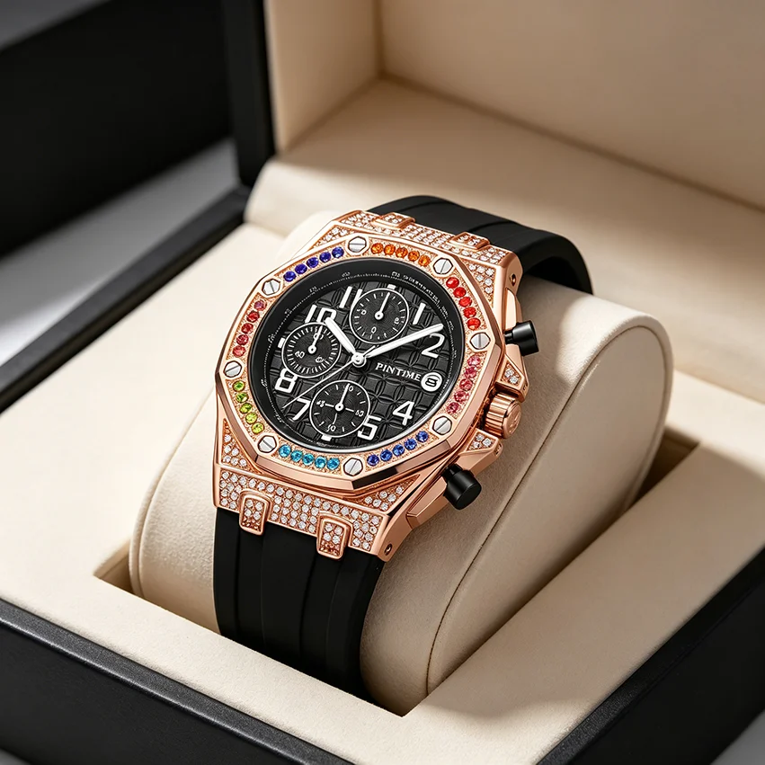 Iced Out Men Watch Luxury Rose Gold Diamond Quartz Watch Hip Hop Bling Male Wristwatch Waterproof Relogio Masculino
Iced Out Men Watch Luxury Rose Gold Diamond Quartz Watch Hip Hop Bling Male Wristwatch Waterproof Relogio Masculino