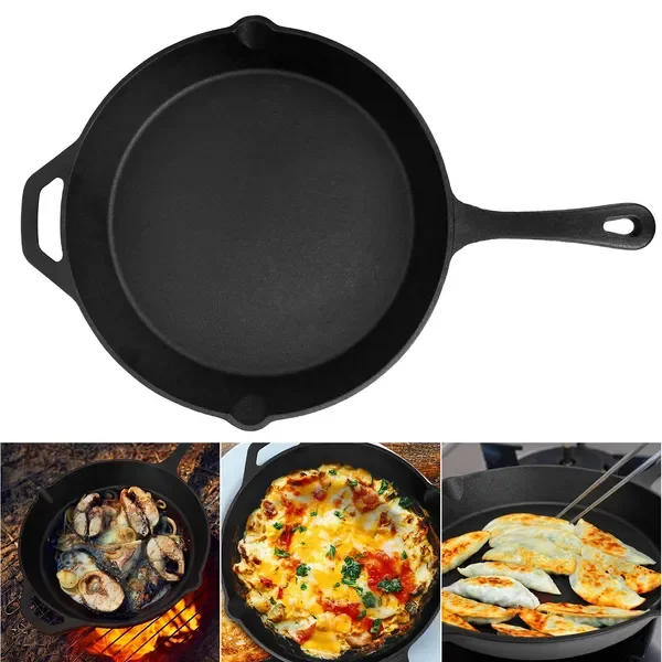 Pre-Seasoned Cast Iron Skillet Oven Safe Cookware Heat-Resistant Holder 12inch Large Frying Pan
Pre-Seasoned Cast Iron Skillet Oven Safe Cookware Heat-Resistant Holder 12inch Large Frying Pan