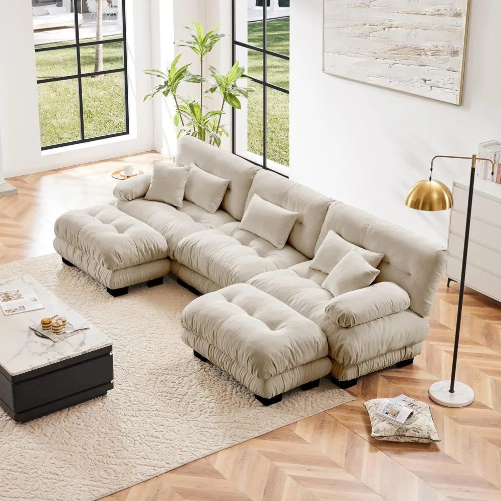 Luxury Modular Sectional Sofa, 133.8" Oversized U Shaped Sofa with 5 Pillows, Deep Seat Soft Cloud Couch,Chenille Comfy Couches
Luxury Modular Sectional Sofa, 133.8" Oversized U Shaped Sofa with 5 Pillows, Deep Seat Soft Cloud Couch,Chenille Comfy Couches