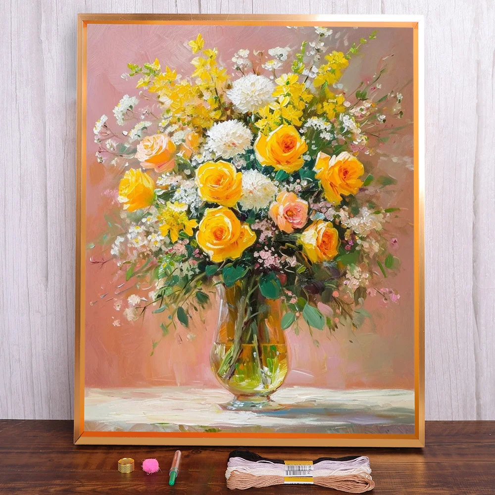 Flower Rose Printed Fabric Cross-Stitch Embroidery Complete Kit Handiwork Handmade Knitting Painting Wholesale For Adults Magic
Flower Rose Printed Fabric Cross-Stitch Embroidery Complete Kit Handiwork Handmade Knitting Painting Wholesale For Adults Magic