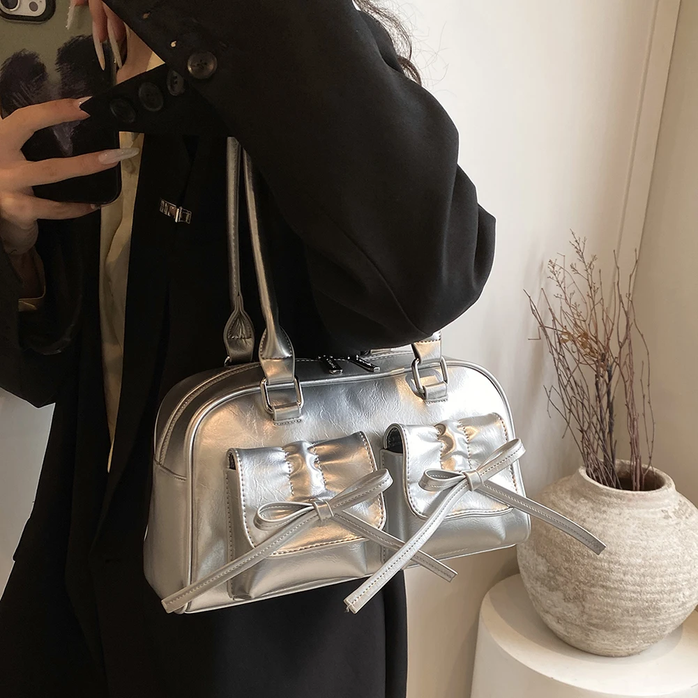 Женская модная сумка на плечо с двойными карманами из искусственной кожи, стильная сумка подмышки с бантом, маленькая сумка-тоут, сплошной цвет для вечеринки на открытом воздухе
Женская модная сумка на плечо с двойными карманами из искусственной кожи, стильная сумка подмышки с бантом, маленькая сумка-тоут, сплошной цвет для вечеринки на открытом воздухе