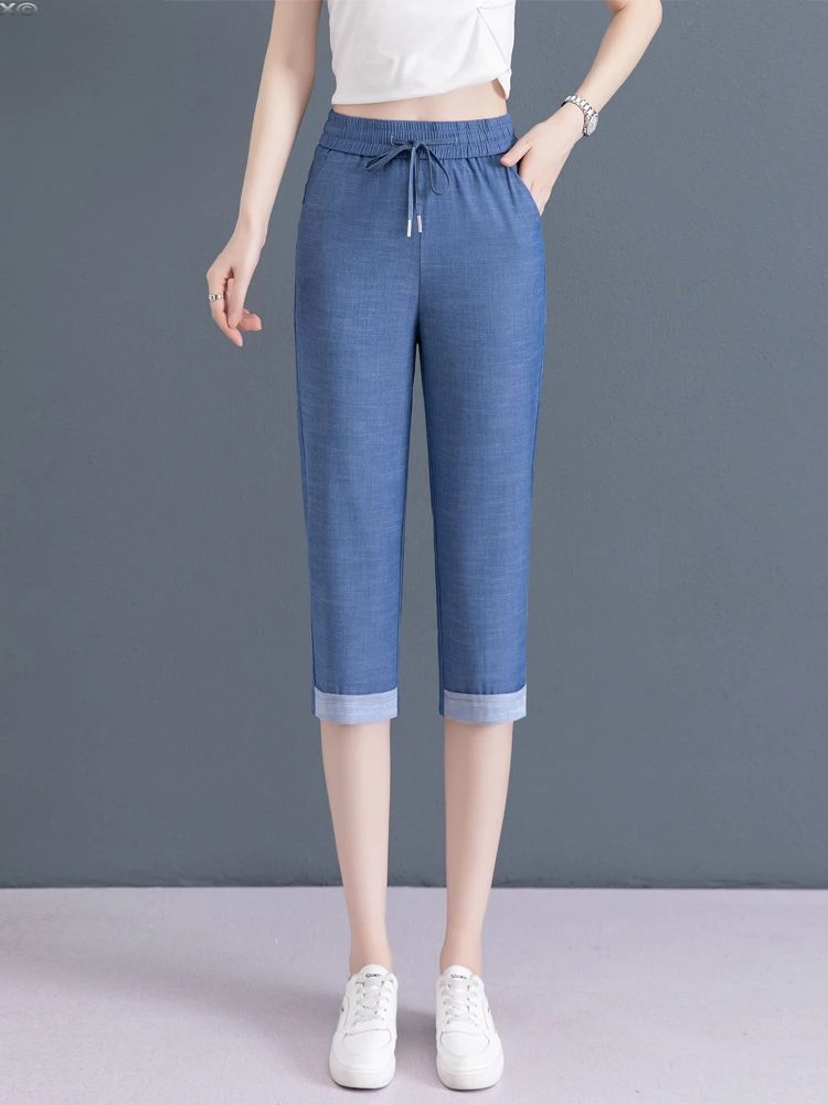 Ice Silk Casual High Waist Thin Denim Jeans Women Summer Loose Seven Parts Dreamy Harlan Pants Straight Leg Jeans
Ice Silk Casual High Waist Thin Denim Jeans Women Summer Loose Seven Parts Dreamy Harlan Pants Straight Leg Jeans