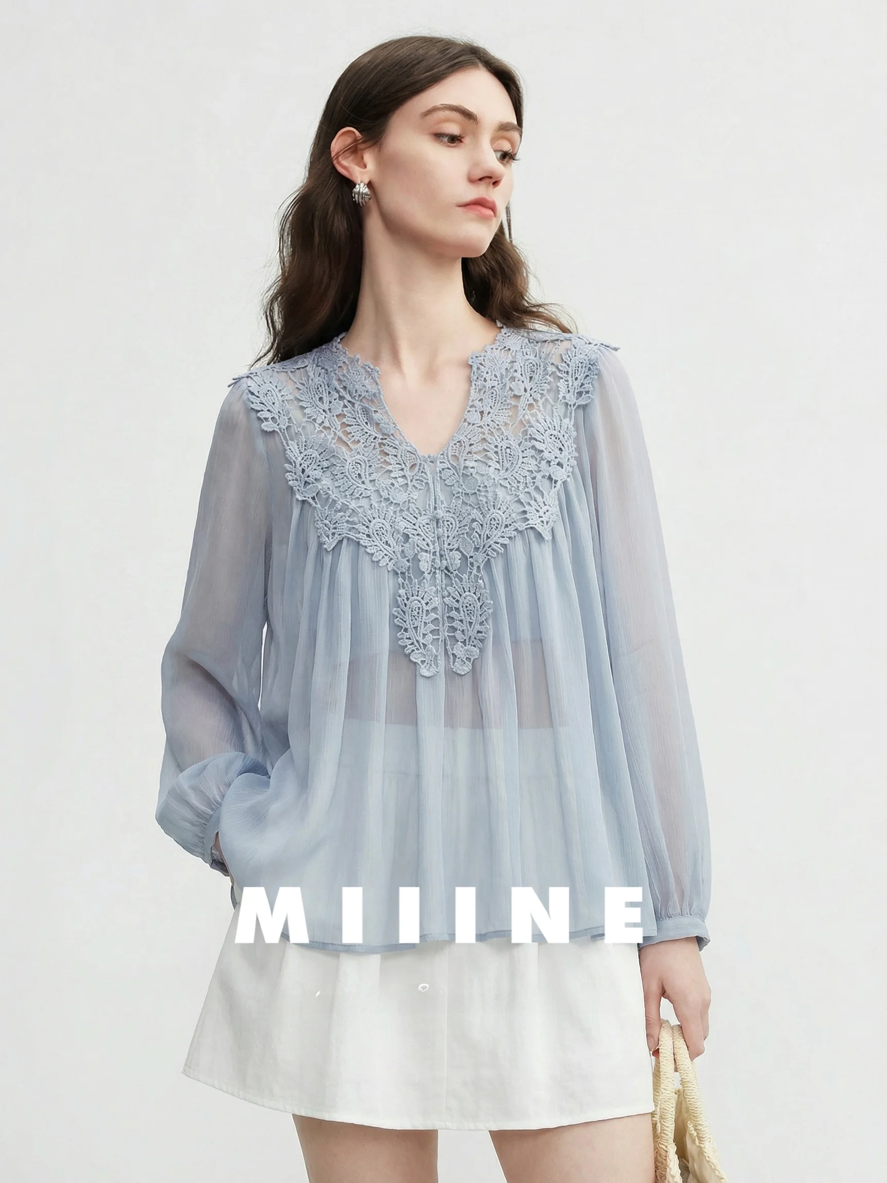 Miiine Lace Trim Splice V-neck A-line Long Sleeve Shirt Loose plus Strap Holiday Feel Top Breathable Thin Polyester Casual El...
Miiine Lace Trim Splice V-neck A-line Long Sleeve Shirt Loose plus Strap Holiday Feel Top Breathable Thin Polyester Casual El...
