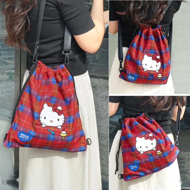 Hello Kitty Vintage Red Gird Design Shoulder Bag Large Capacity Cute Cartoon Drawstring Backpack New Trend Crossbody Canvas Bag
Hello Kitty Vintage Red Gird Design Shoulder Bag Large Capacity Cute Cartoon Drawstring Backpack New Trend Crossbody Canvas Bag
