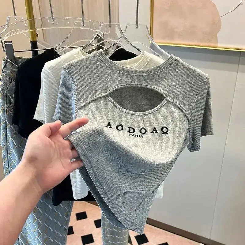 New Summer Hollow Out Slim Letter Printing Fashion Tops Short Sleeve All-match Casual T Shirts Harajuku Trend Women Clothing
New Summer Hollow Out Slim Letter Printing Fashion Tops Short Sleeve All-match Casual T Shirts Harajuku Trend Women Clothing