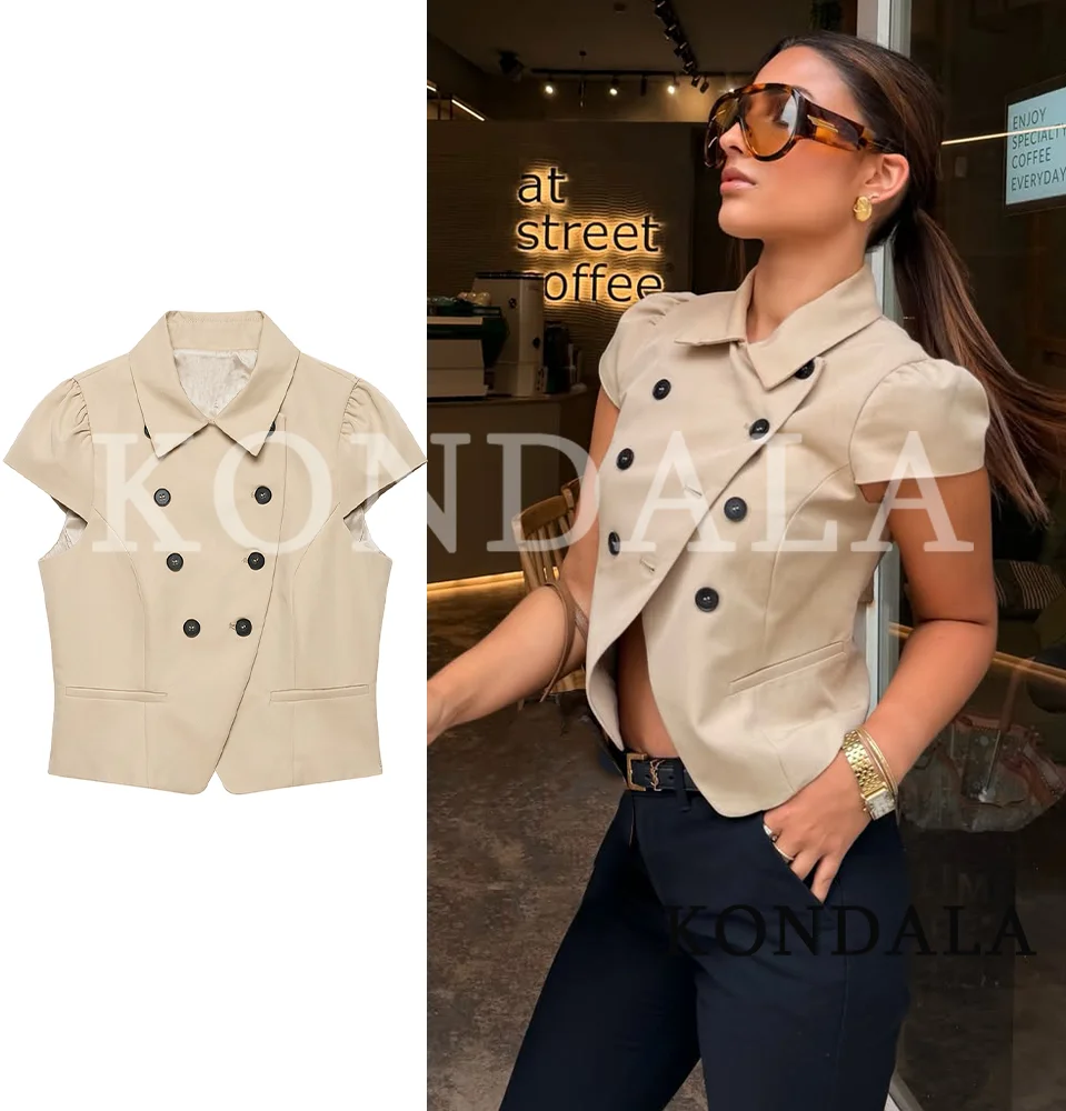 KONDALA Women Commute Chic Short Sleeve Blazer Double Breasted Slim Fit Elegant Blazer 2026 Summer Trendy High Street Casual Top
KONDALA Women Commute Chic Short Sleeve Blazer Double Breasted Slim Fit Elegant Blazer 2026 Summer Trendy High Street Casual Top