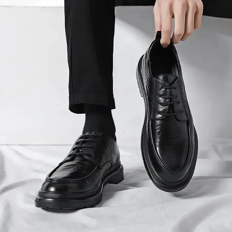Formal Shoes Casual Business Wear Black Leather Shoes Platform Shoes Korean Style round Toe Teenagers
Formal Shoes Casual Business Wear Black Leather Shoes Platform Shoes Korean Style round Toe Teenagers
