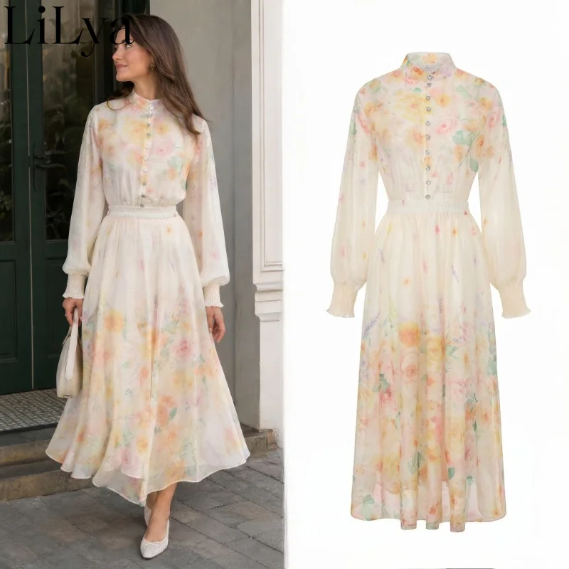 Elegant Sweet Romantic Puff Sleeve Floral 2 Pieces Skirt Set Women Chiffon Shirt Top Elastic Waist Midi Skirt Elegant Woman Set
Elegant Sweet Romantic Puff Sleeve Floral 2 Pieces Skirt Set Women Chiffon Shirt Top Elastic Waist Midi Skirt Elegant Woman Set