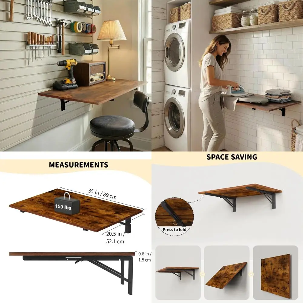 Space-Saving Wall-Mounted Folding Desk for Dining, Laundry, or Office Use
Space-Saving Wall-Mounted Folding Desk for Dining, Laundry, or Office Use